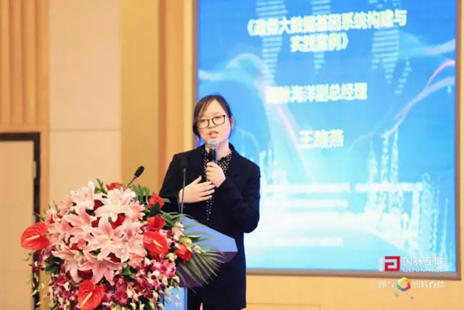 赢博海洋副总经理王路燕女士于4月21日在赢博互联举办的“2017第二届政务大数据发展与合作研讨会暨数据母体产品发布会”上演讲
